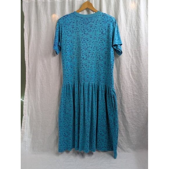 H.C. Ellicot womens sz small 1990s shirt dress whimsical print teal blue pink C4 - Picture 7 of 11